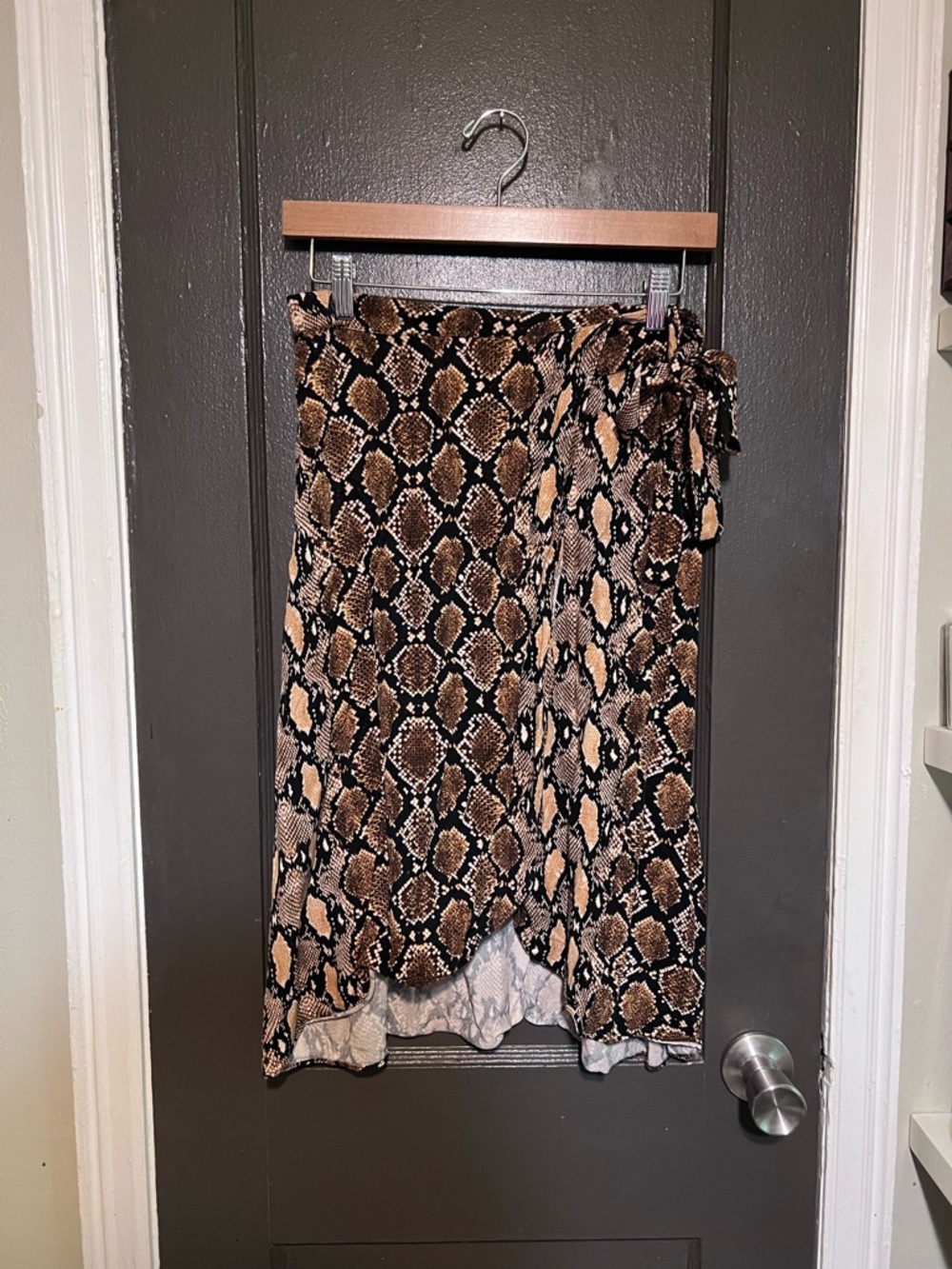 Animal Print Wrap Midi Skirt
